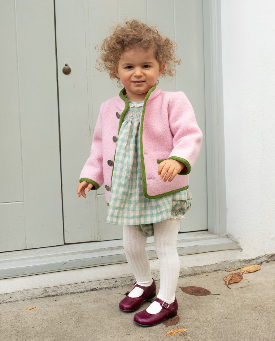 Aurora Baby Dress, Celadon Gingham