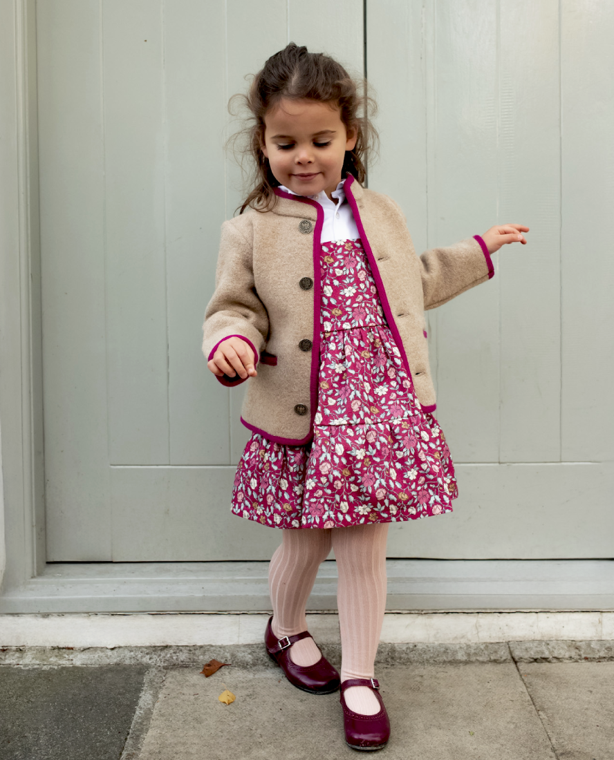 Austrian Wool Jacket in Soft Oat Beige & Fuchsia (Limited Edition)