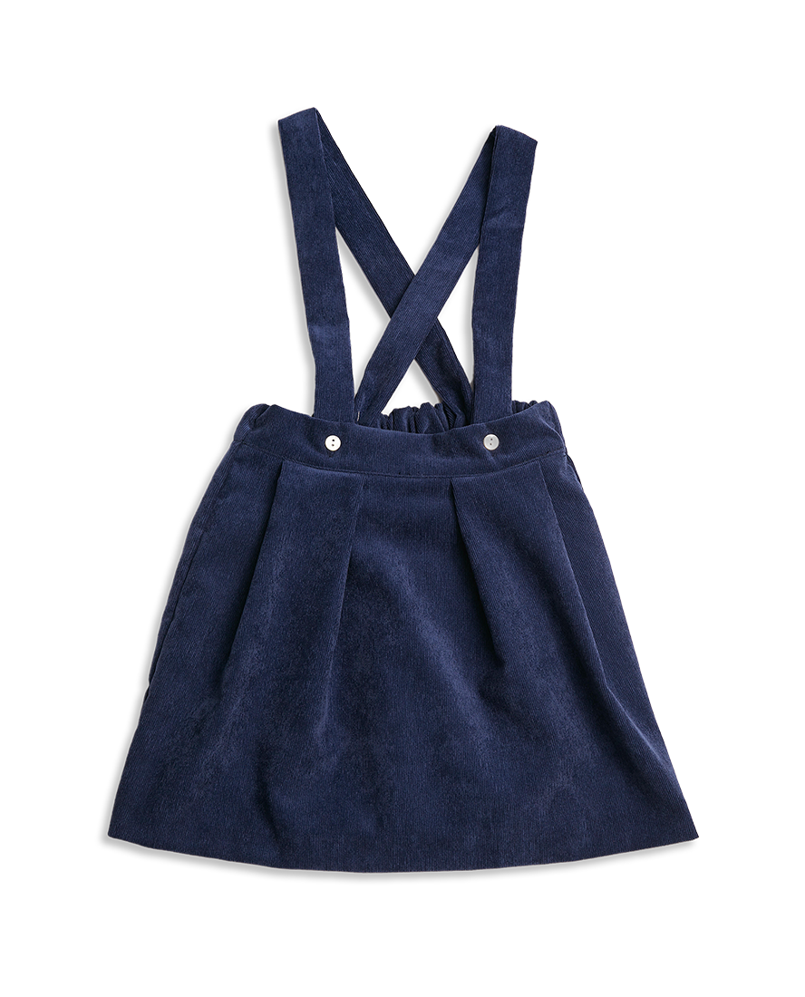 Navy Blue Girl Corduroy Pinafore Skirt