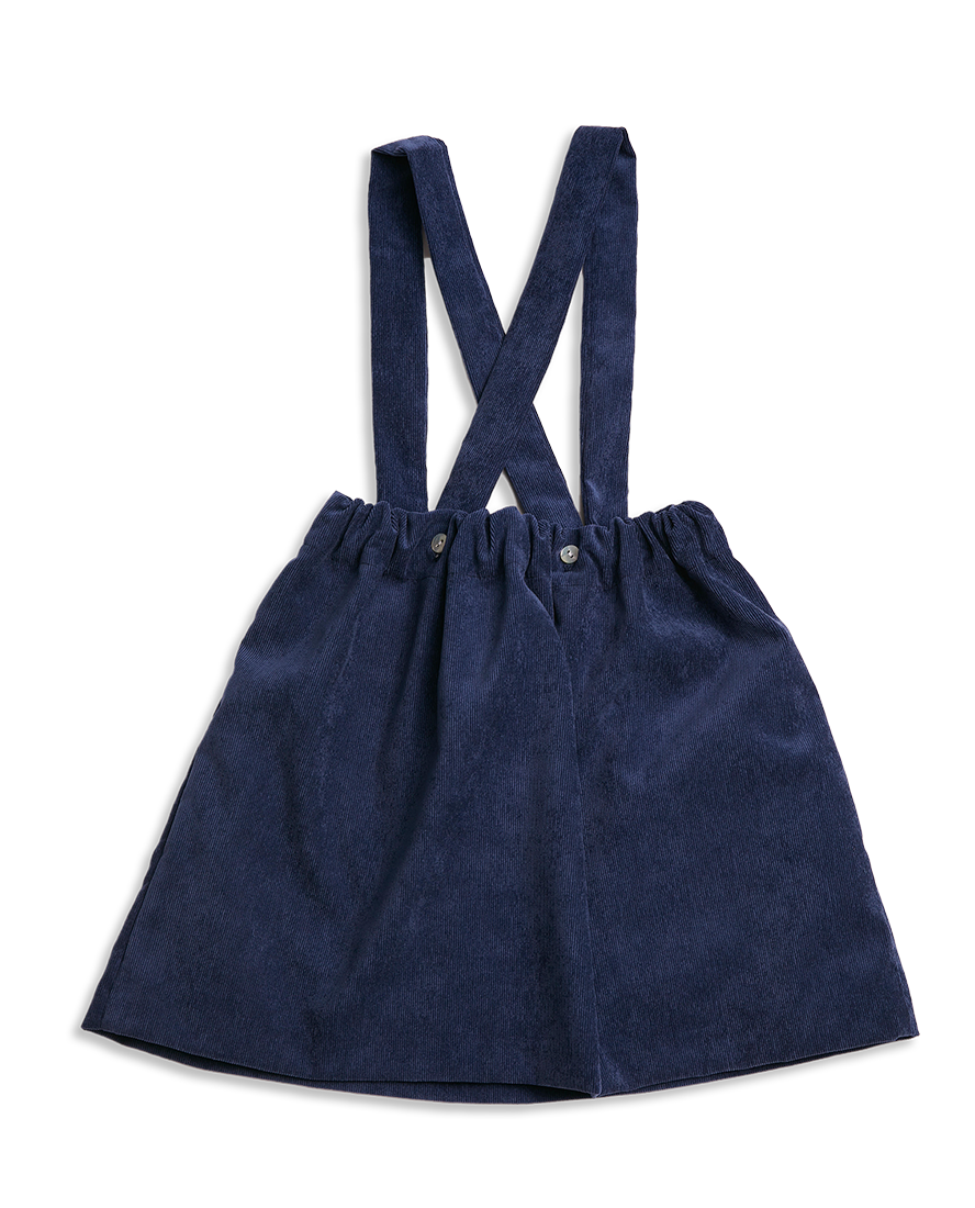 Navy Blue Girl Corduroy Pinafore Skirt