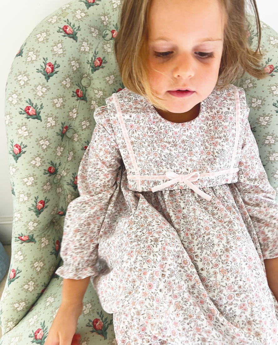 Dolci Dress, Pale Rose with Velvet Ribbon