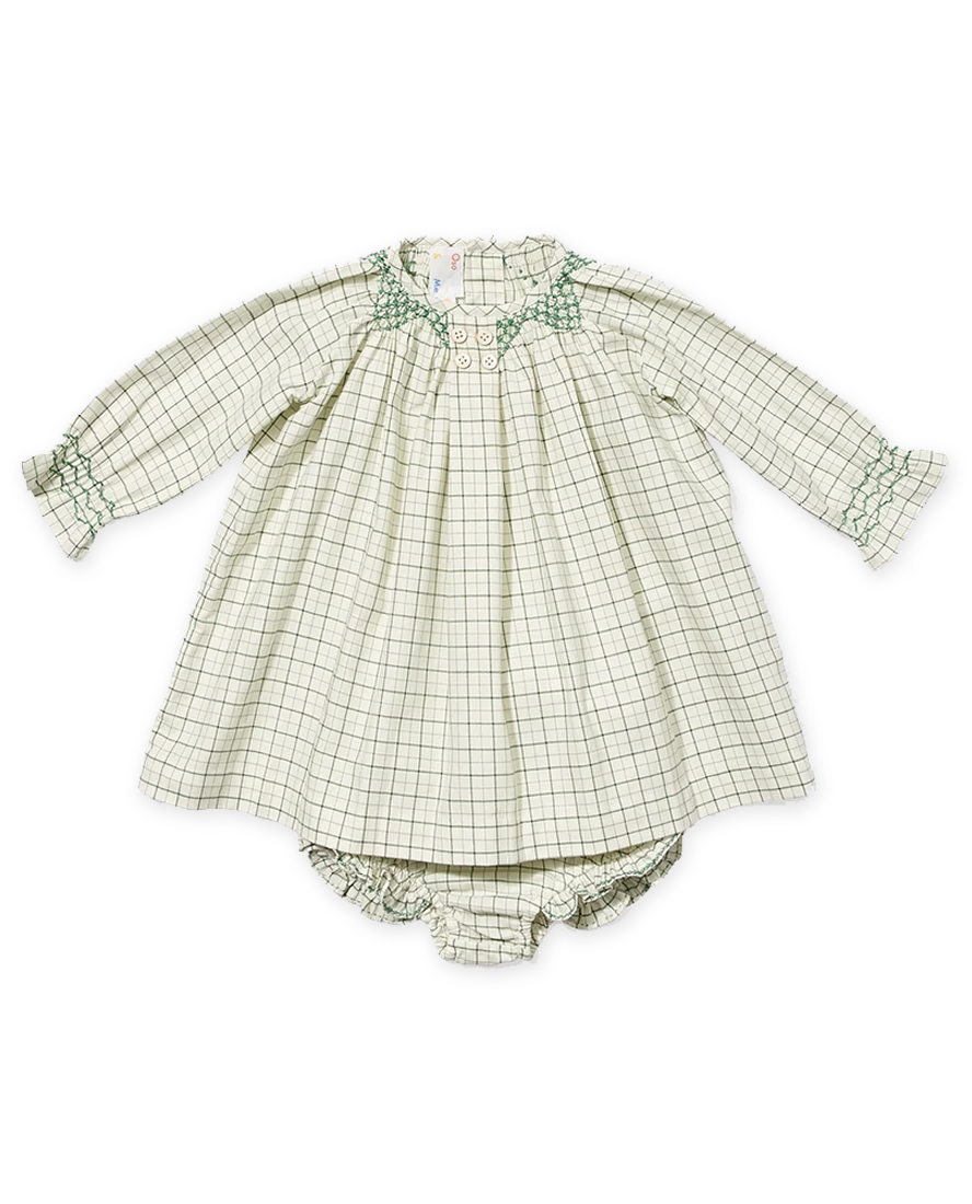 Willa Baby Dress Set in Green Tattersall