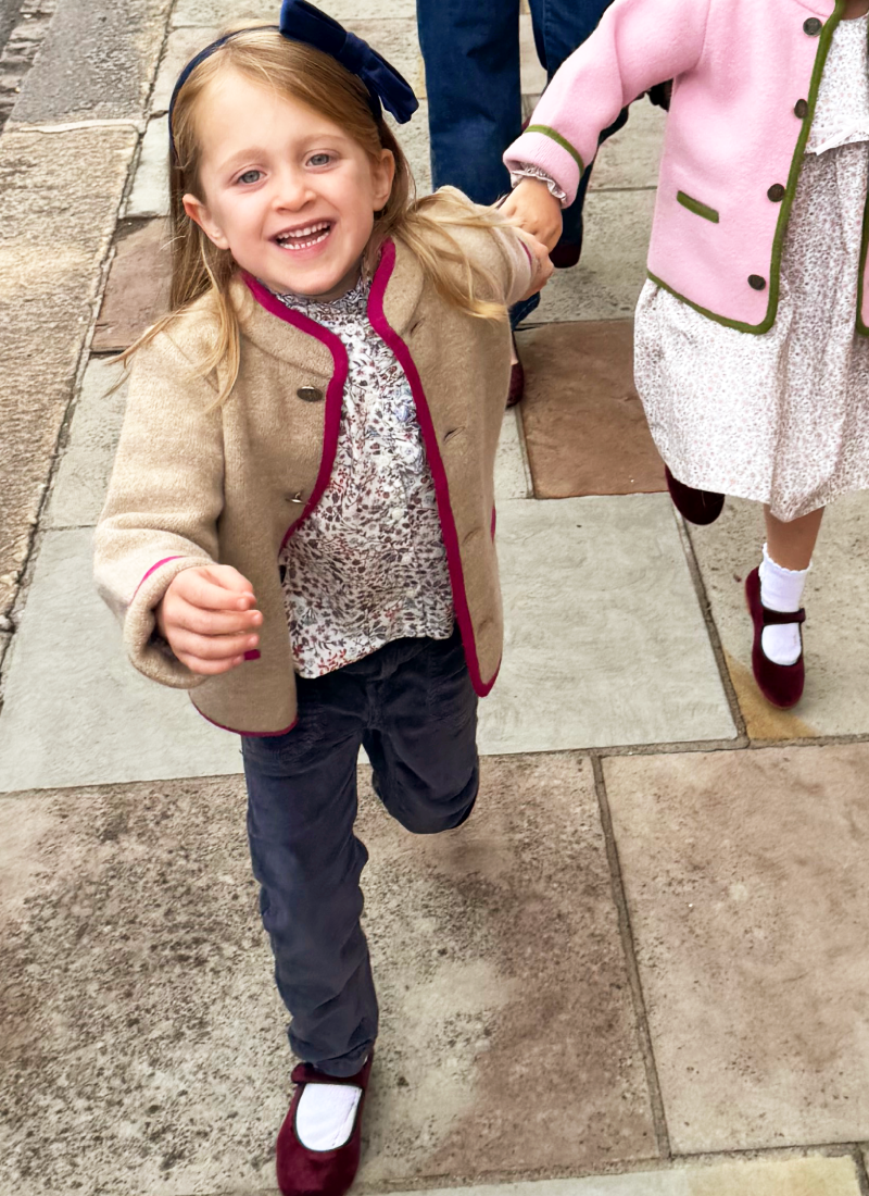 Austrian Wool Jacket in Soft Oat Beige & Fuchsia (Limited Edition)