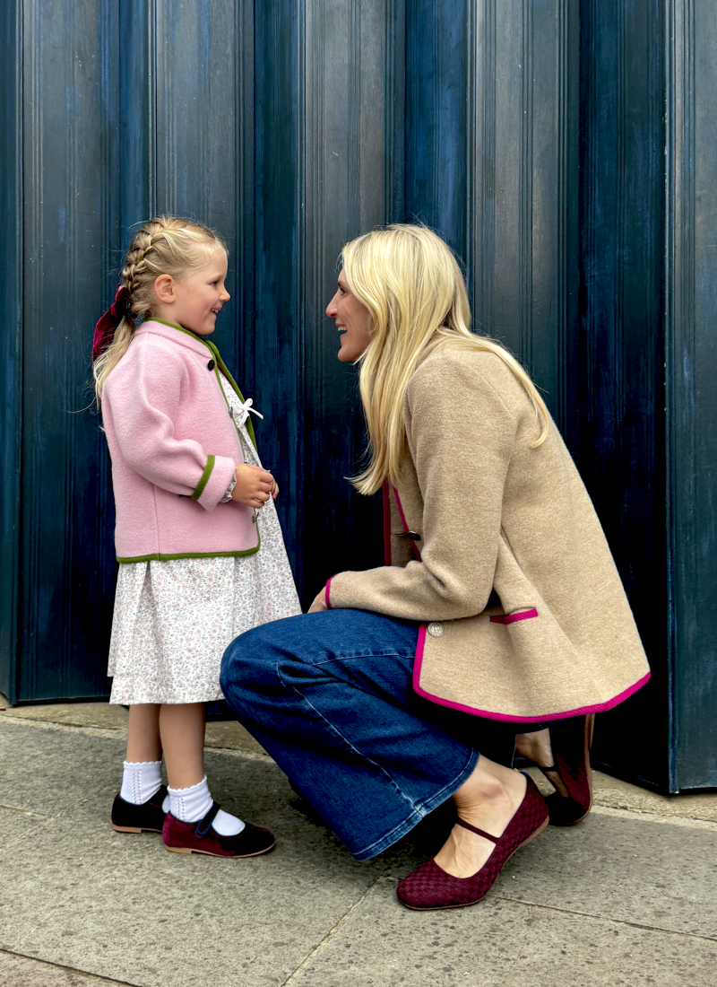 Austrian Wool Jacket in Vintage Rose & Olive