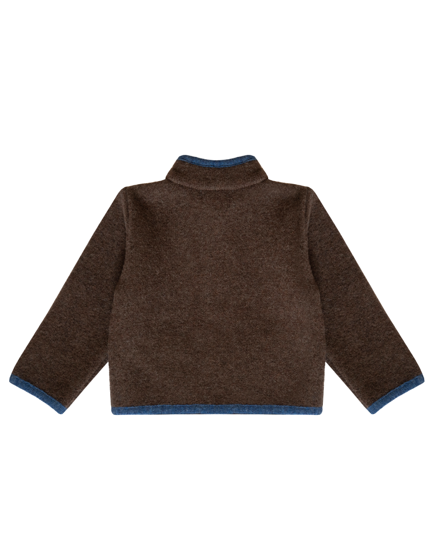 Austrian Wool Jacket in Chocolate & Denim Blue