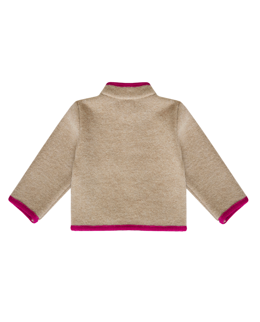 Austrian Wool Jacket in Soft Oat Beige & Fuchsia (Limited Edition)
