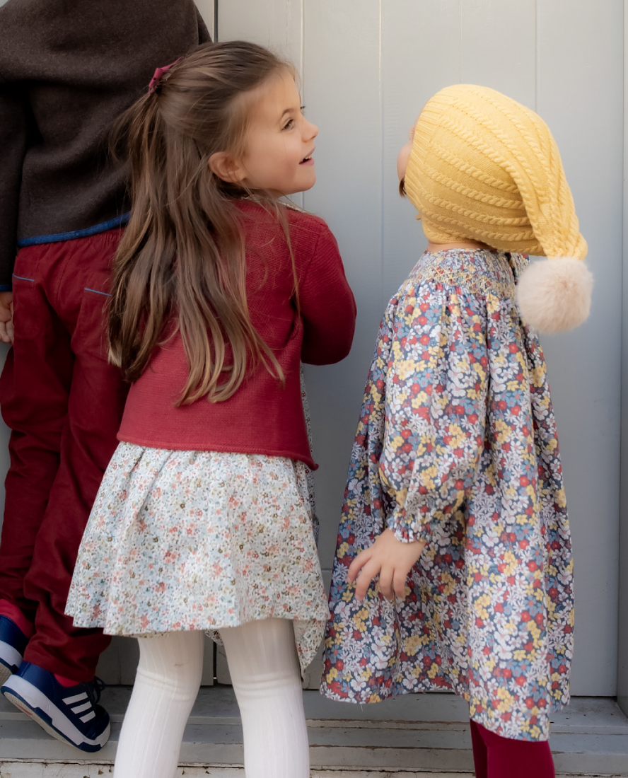 Cable-Knit Pom-Pom Hat in Mustard