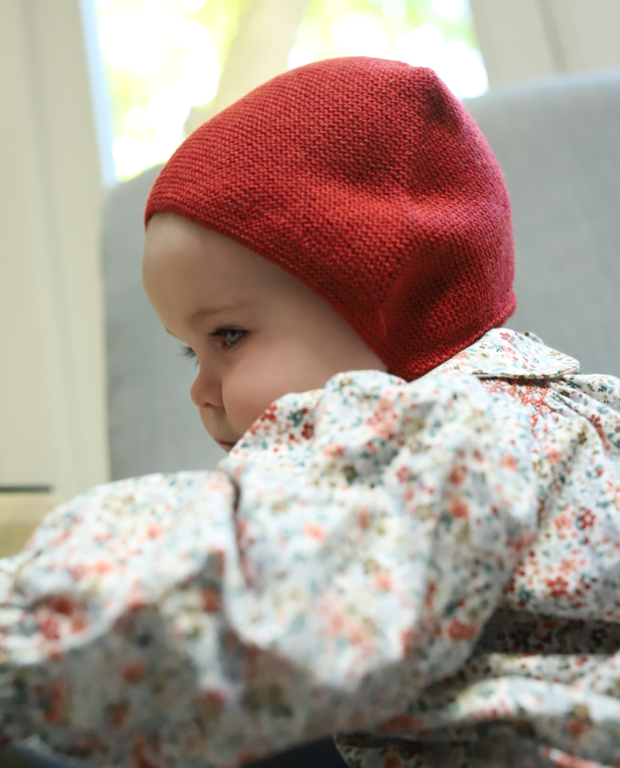 Garter Weave Bonnet in Sienna