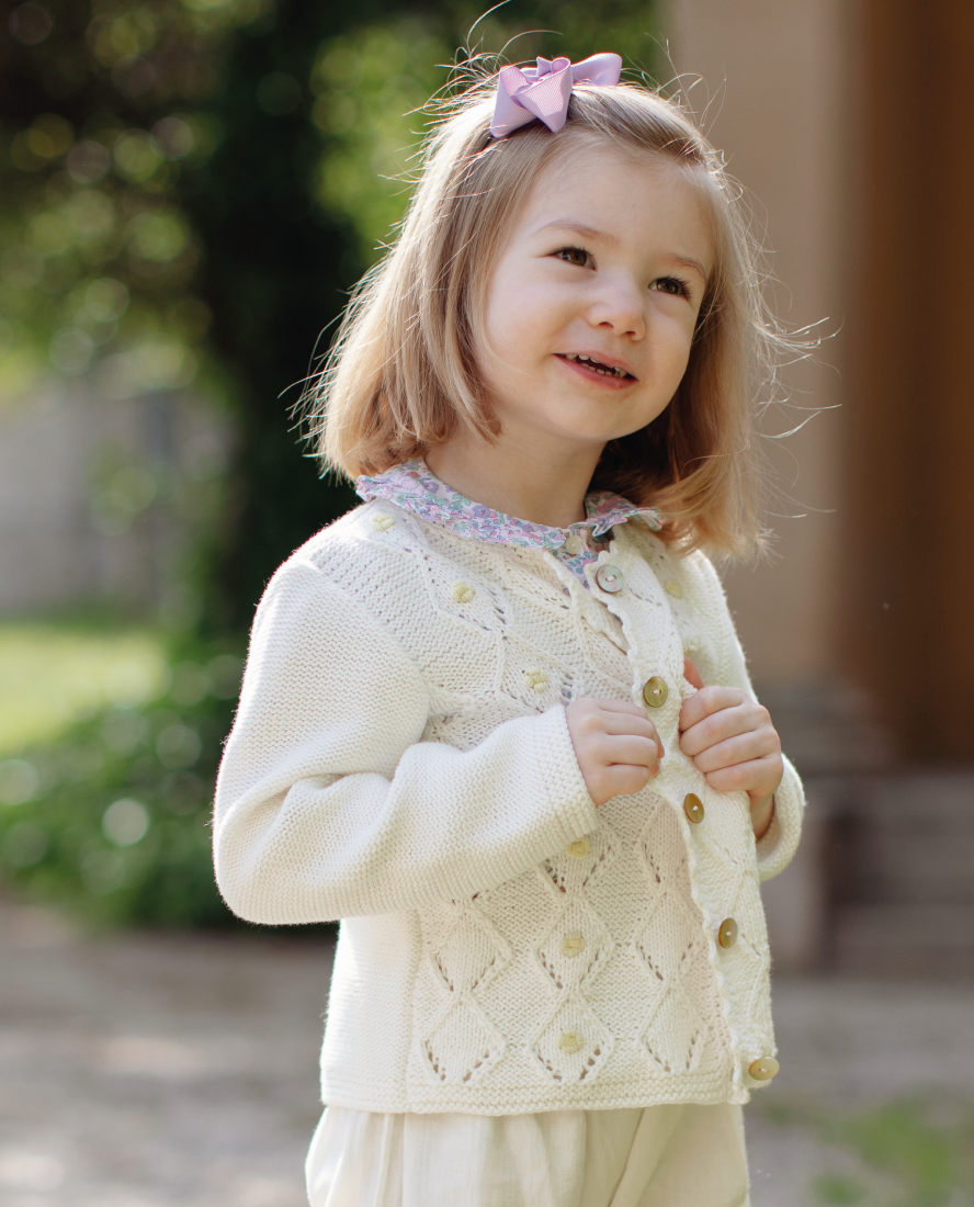 Soft Cotton Tirolese Girl's Cardigan, Yellow Flowers *will ship May 15th*