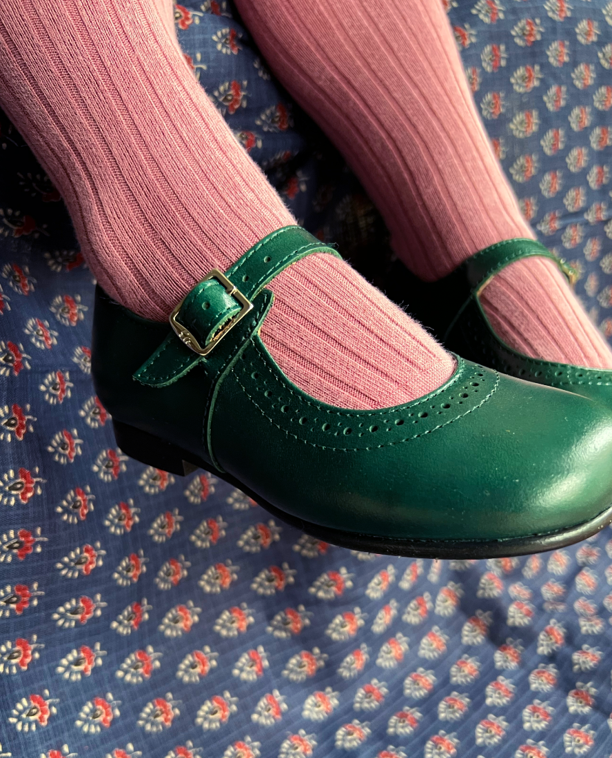 Mary-Jane Shoes, Picados Ajax Leather Bottle Green