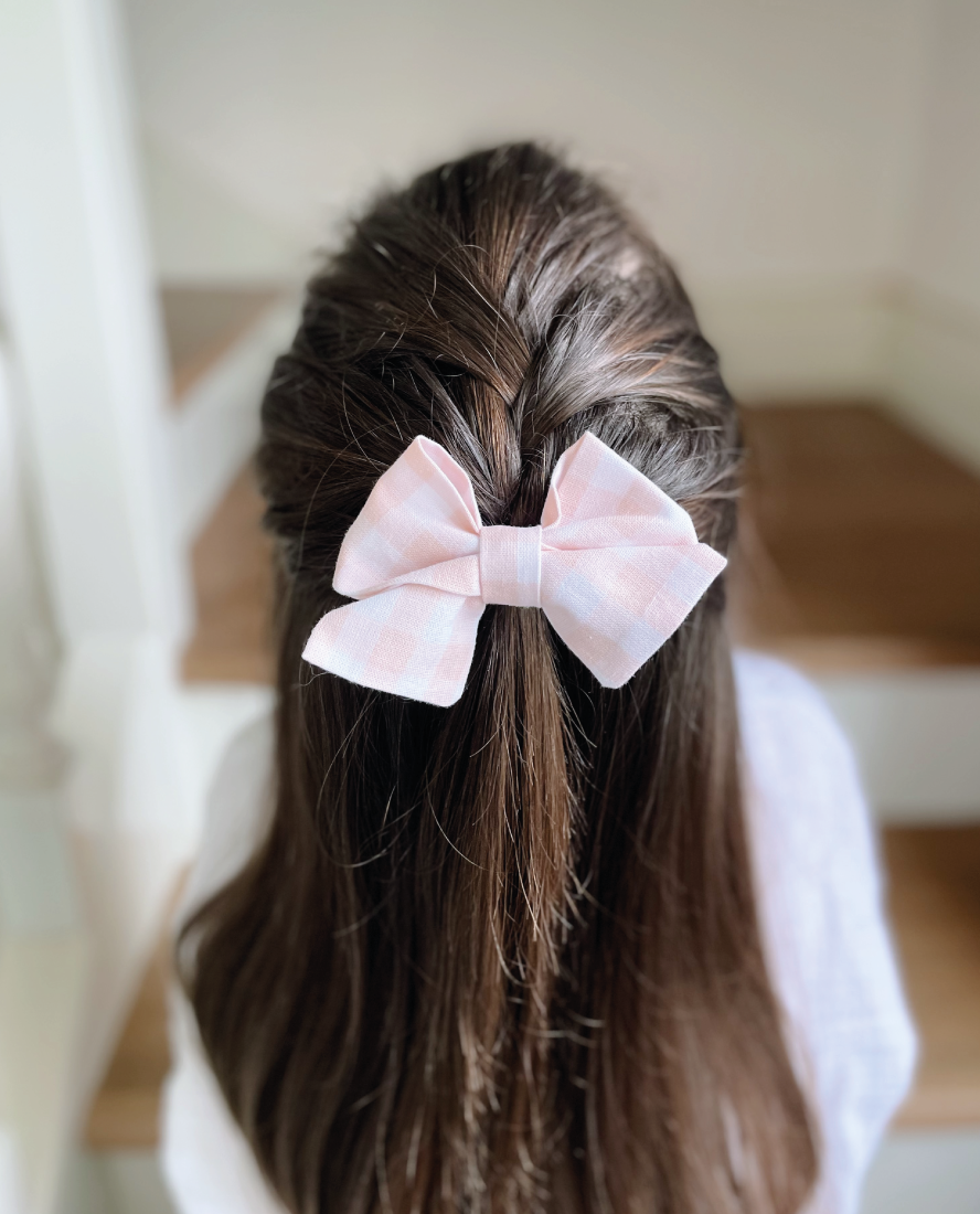 Beryl Pink Gingham Hair Bow