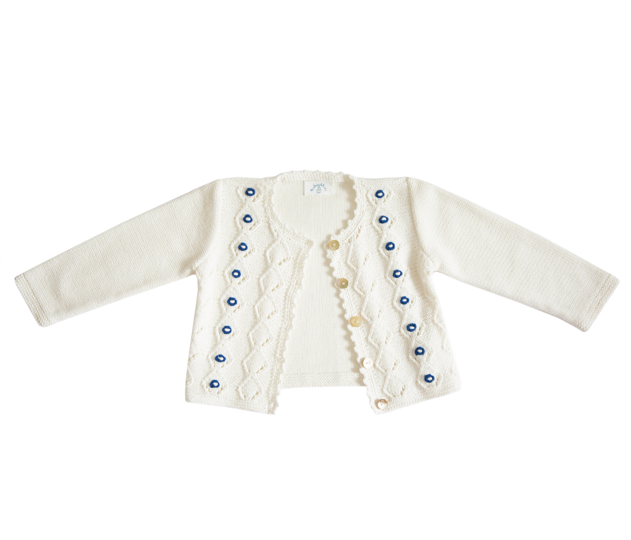 Embroidered Tirolese Cardigan, Blue Flowers