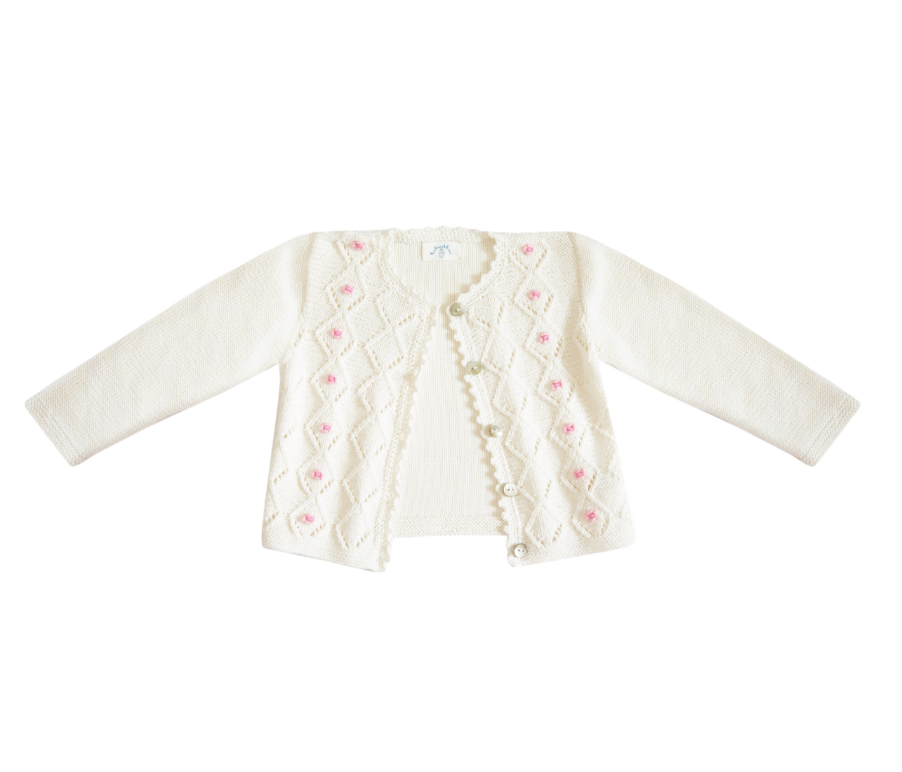 Embroidered Tirolese Cardigan, Pink Flowers