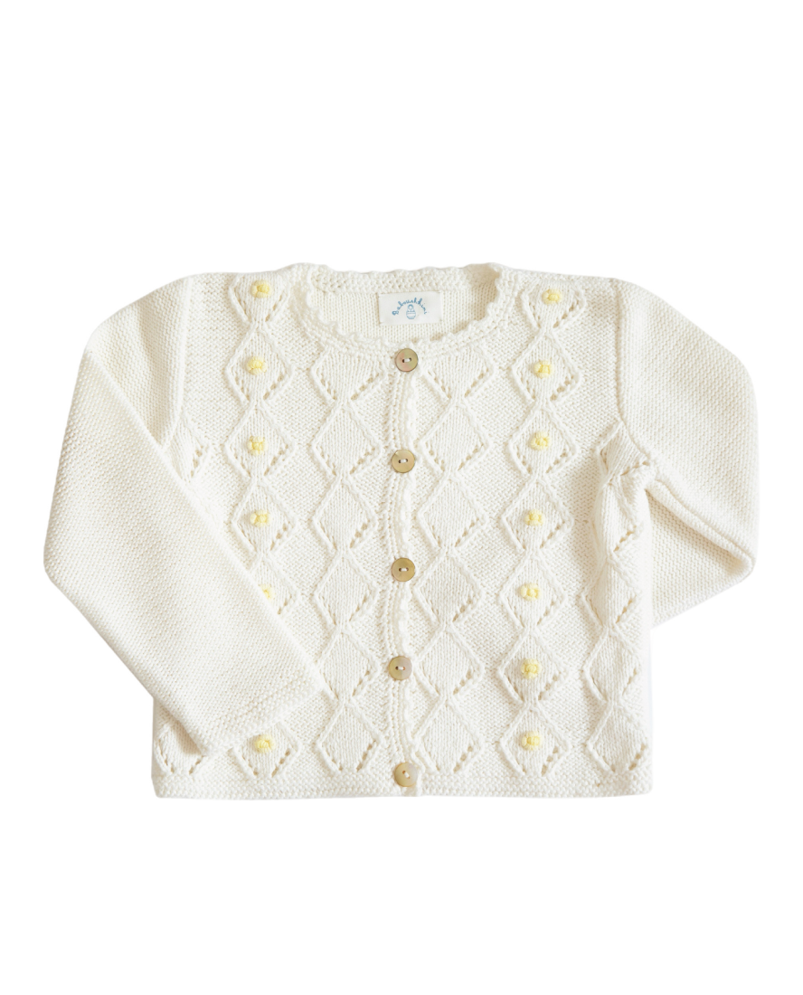 Soft Cotton Tirolese Girl's Cardigan, Yellow Flowers *will ship May 15th*