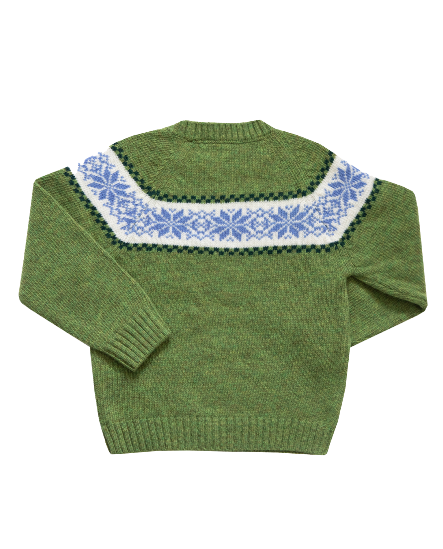 Merino Wool Fairisle Jumper, Olive Green