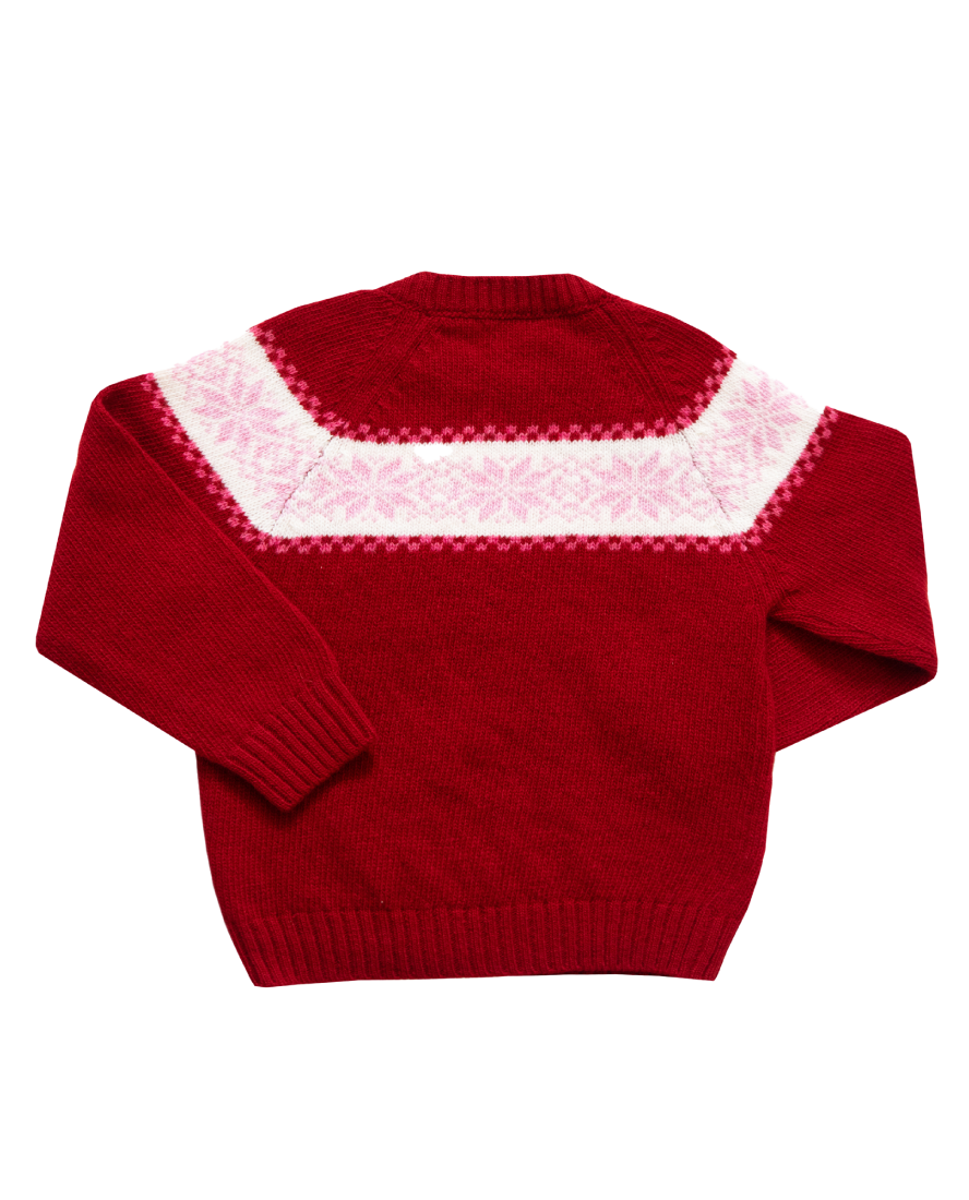 Merino Wool Fairisle Jumper, Ruby Red