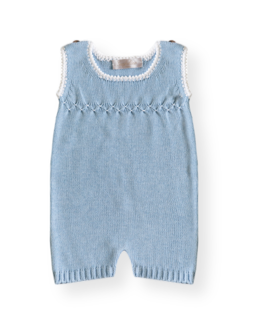 Italian Cotton Knitted Baby Salopette Azzura