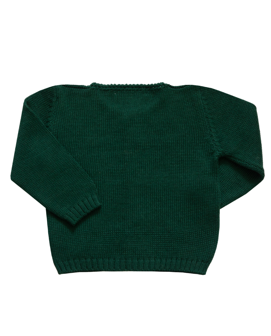 Italian Cotton Cardigan Tirolese, Forest Green