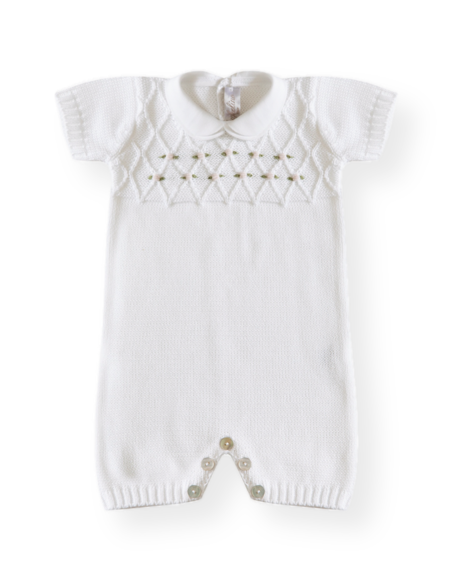Italian Cotton Knitted Baby Romper Bianca Fiorellini