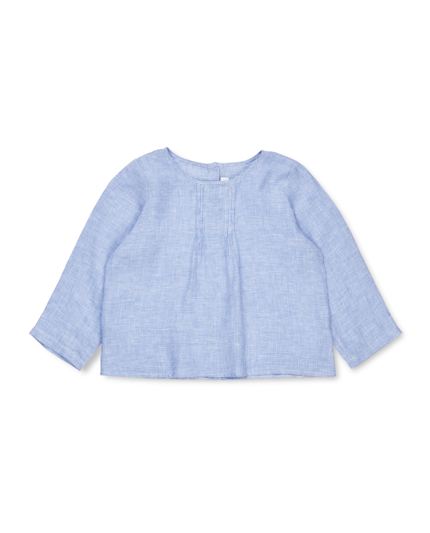 Pepita Pleated Boy Shirt Blue Check