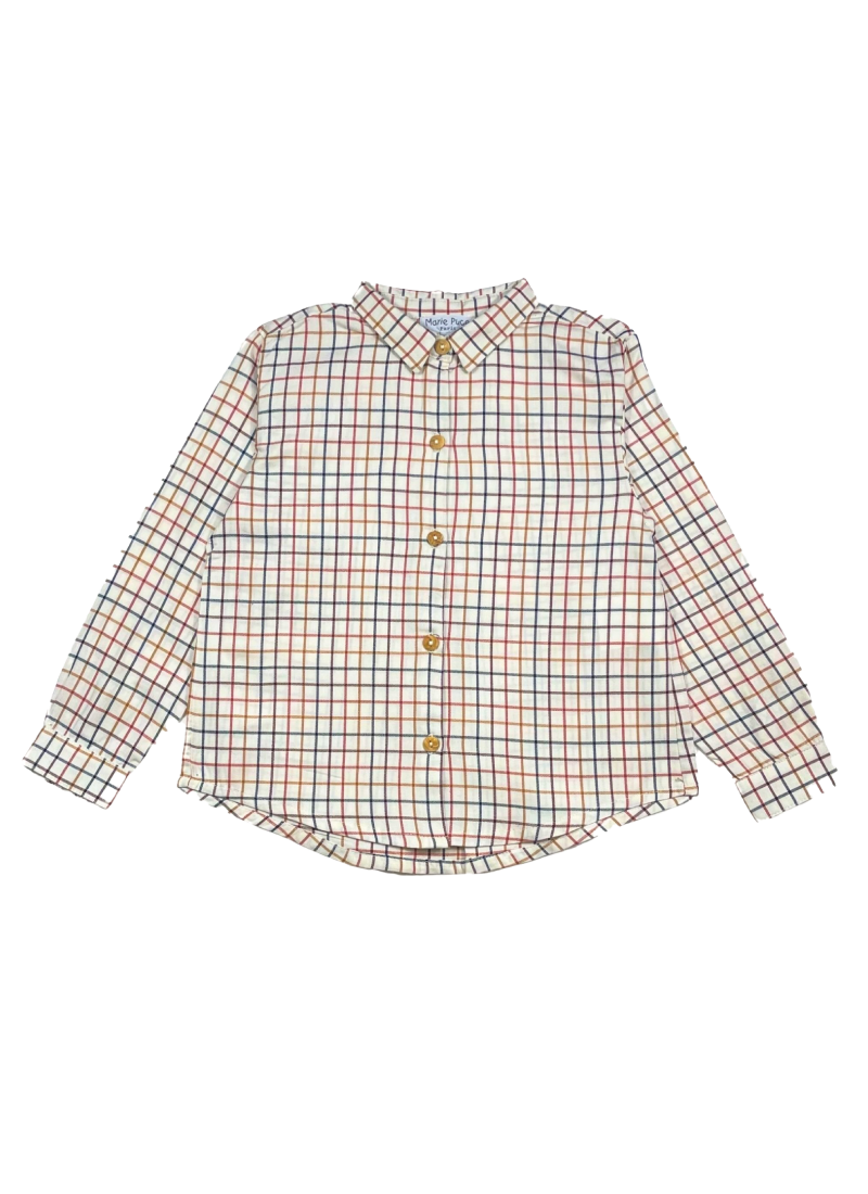 Andrea Boy’s Shirt, Burnt Orange & Café Latte Plaid