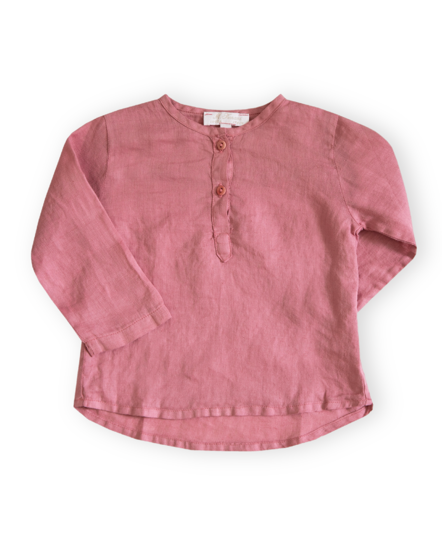 Italian Linen Boy Shirt Raspberry Pink