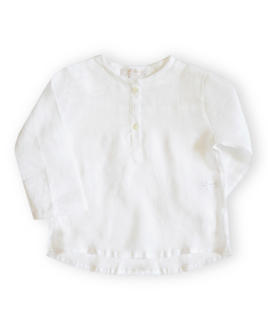Italian Linen Boy Shirt White