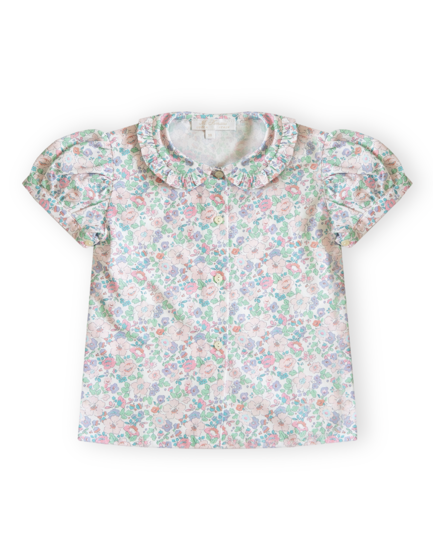 Floral Capped Sleeve Girl Blouse in Liberty
