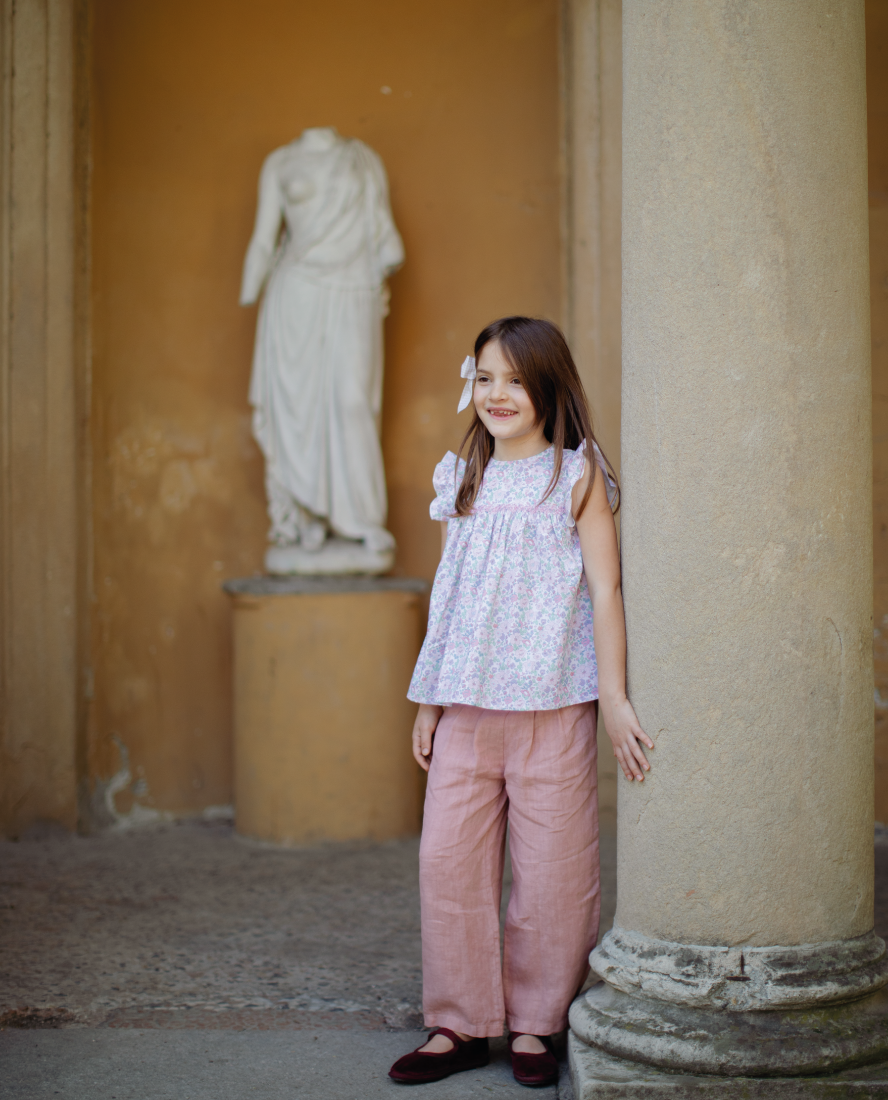 Dusty Pink Italian Linen Girl Palazzo Pants
