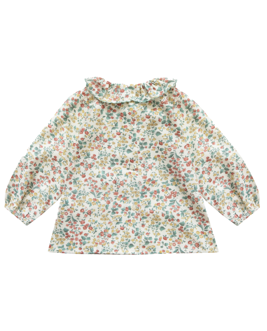 Girl's Ruffle Collar Shirt, Pear Tree Floral