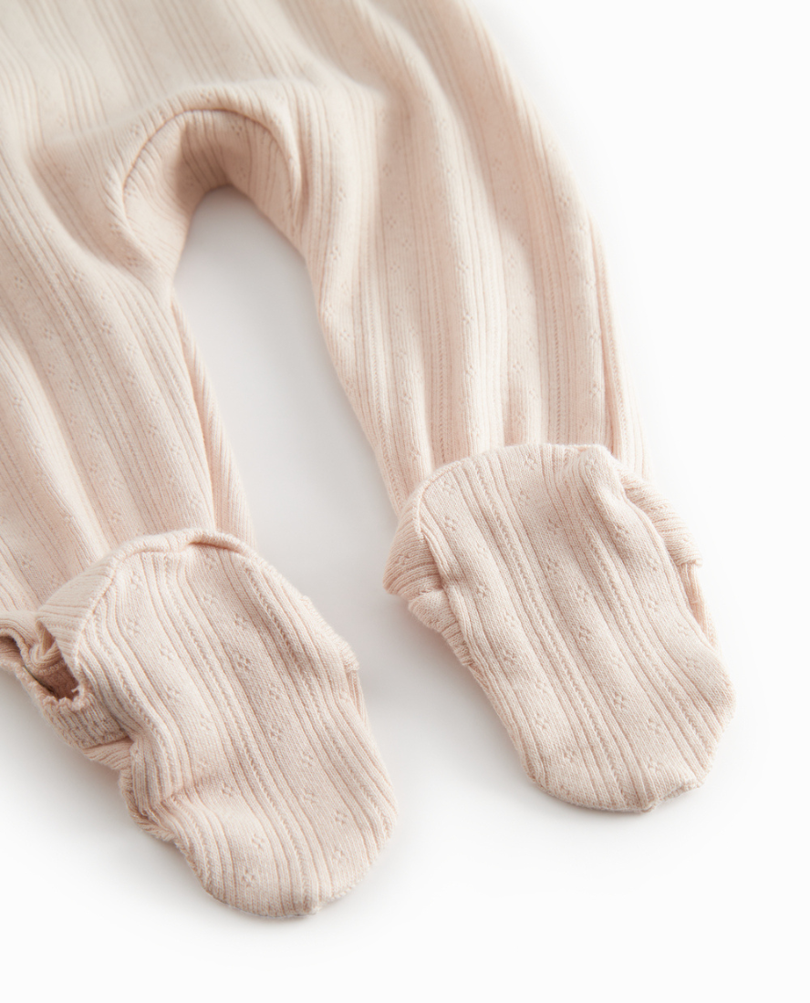 Rubetta Onesie, Cotton Pointelle in Misty Pink