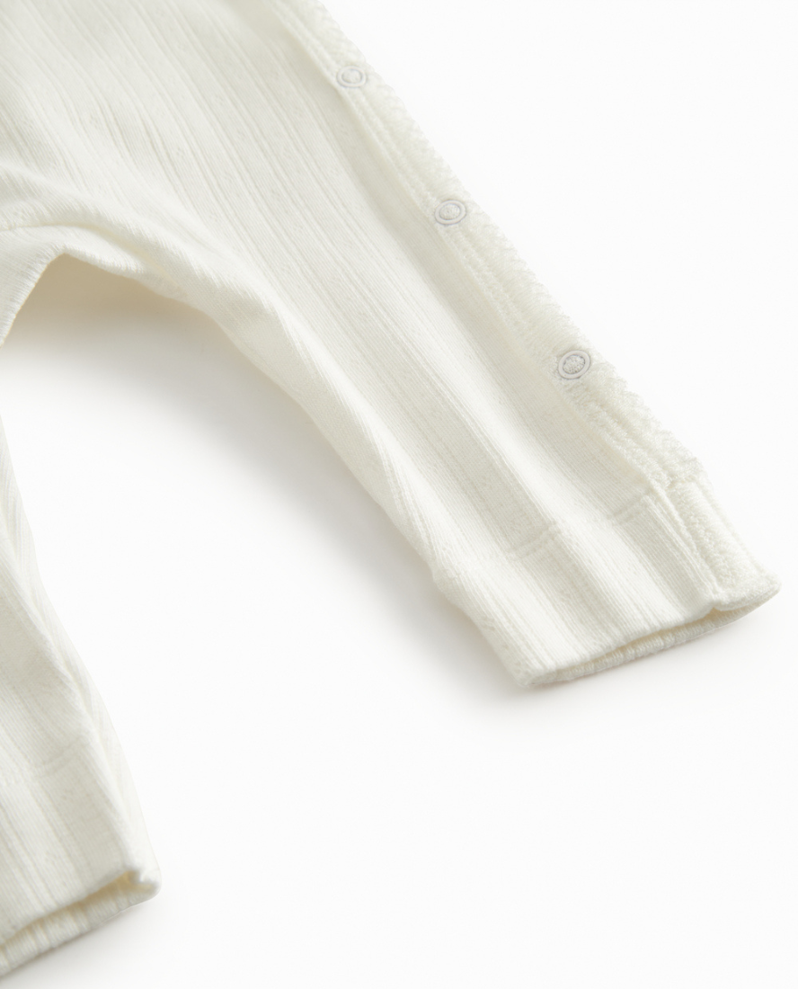 Rula Onesie, Cotton Pointelle in Gentle White