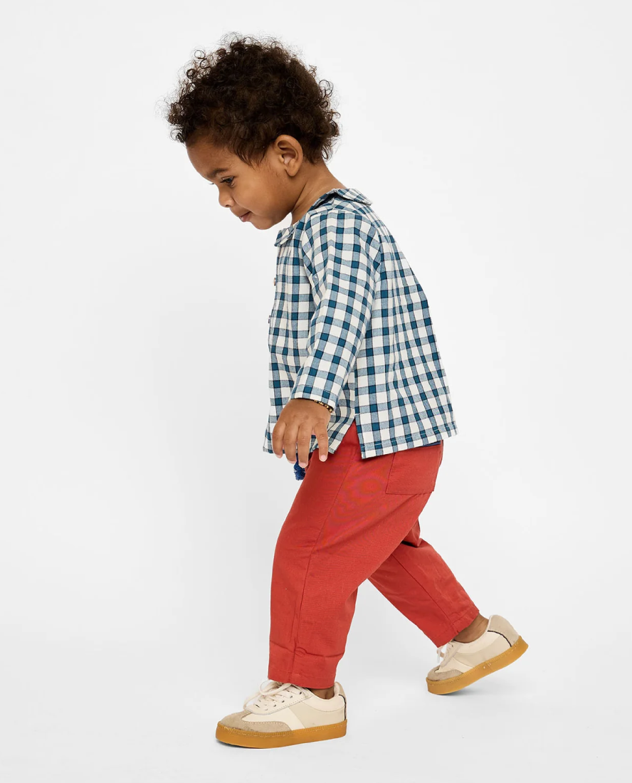 Jefferson Baby Shirt, Blue Picnic Gingham