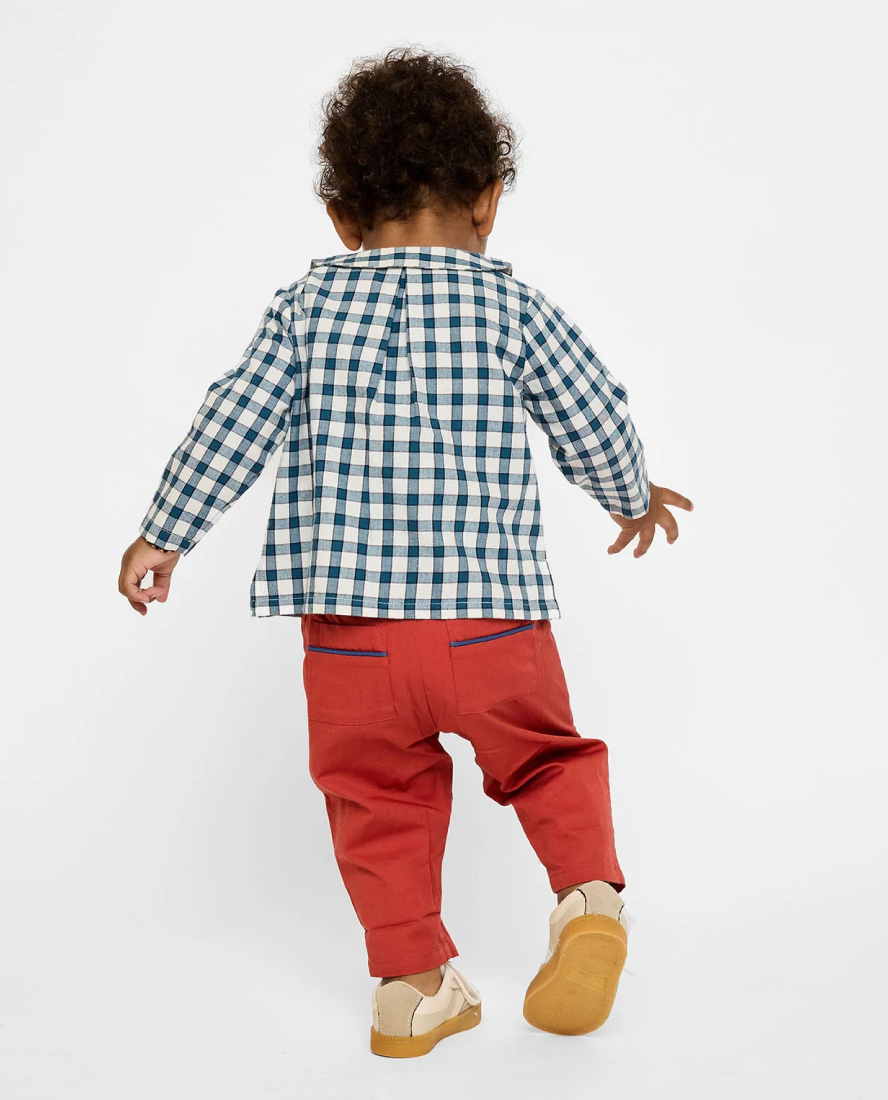 Jefferson Baby Shirt, Blue Picnic Gingham