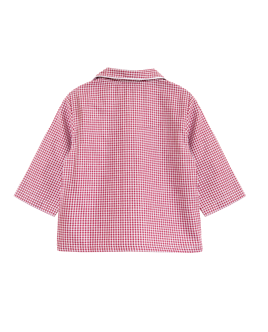 Cotton Children's Pyjamas, Burgundy Gingham