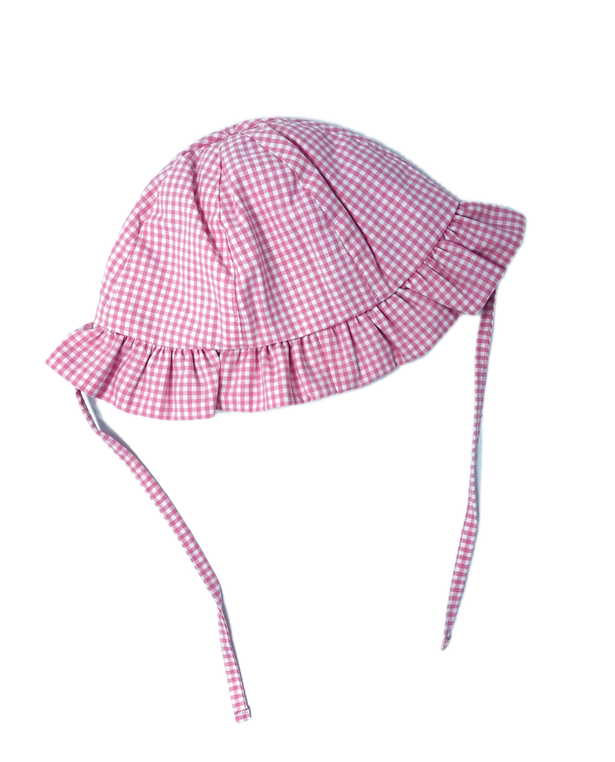 Pink Gingham Baby Sun Hat