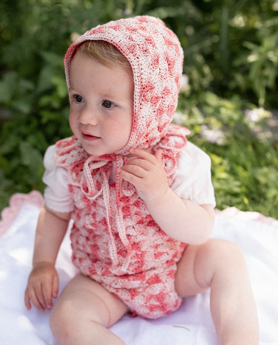 Lou Crochet Baby Romper, Painted Pinks