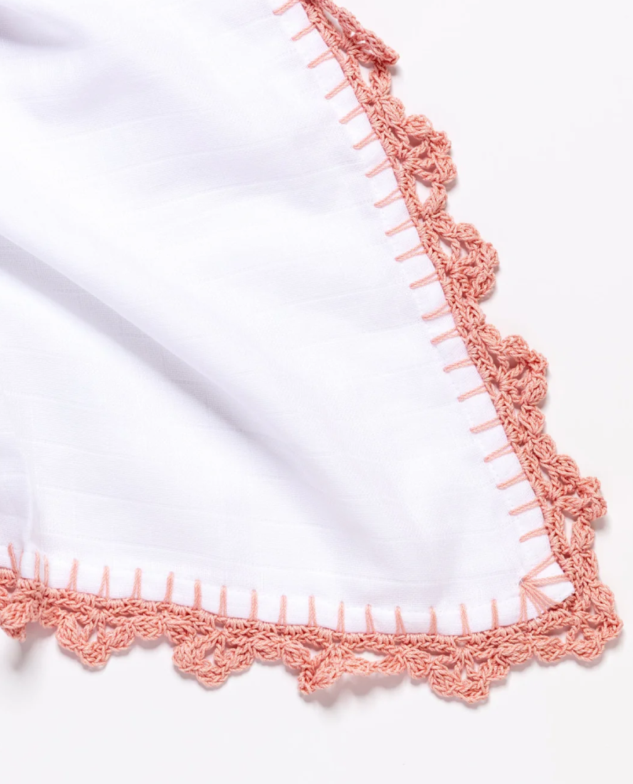 Extra Large Muslin Swaddle, Blush Crochet
