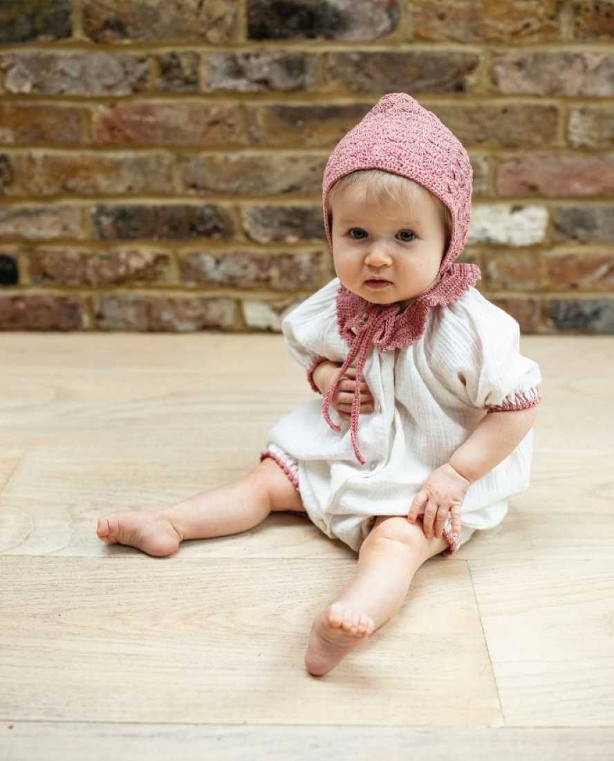 Pheobe Baby Romper with Crochet Trim