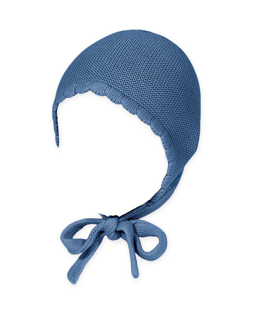 blue knit bonnet