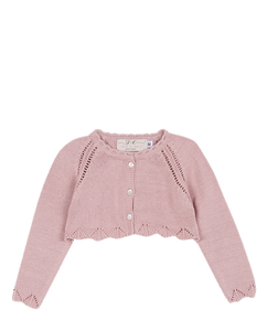 Classic white cotton baby girl's cardigan in quintessential Spanish style, to be layered over little summer dresses or A-line shirts - a summer essential