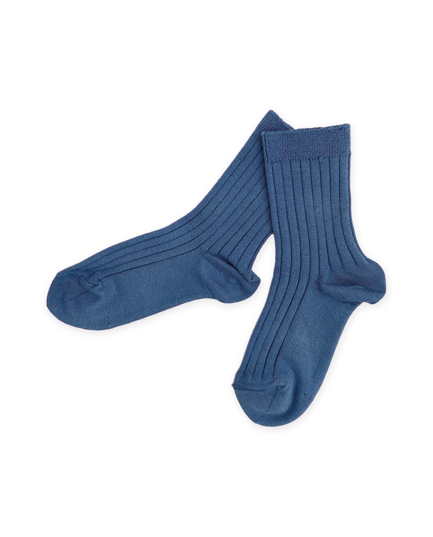 Short Ribbed Socks in French Blue