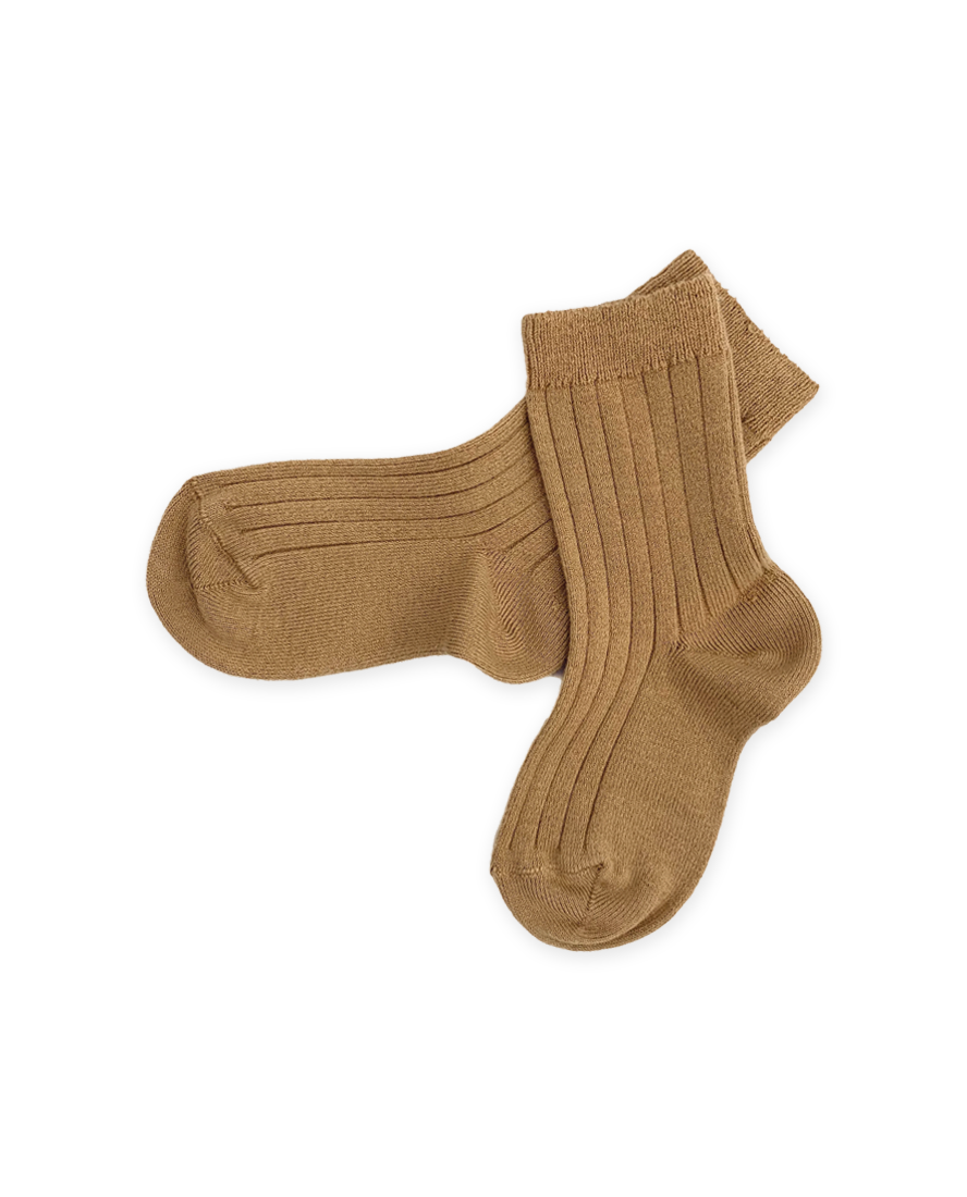 Short Ribbed Socks in Camel
