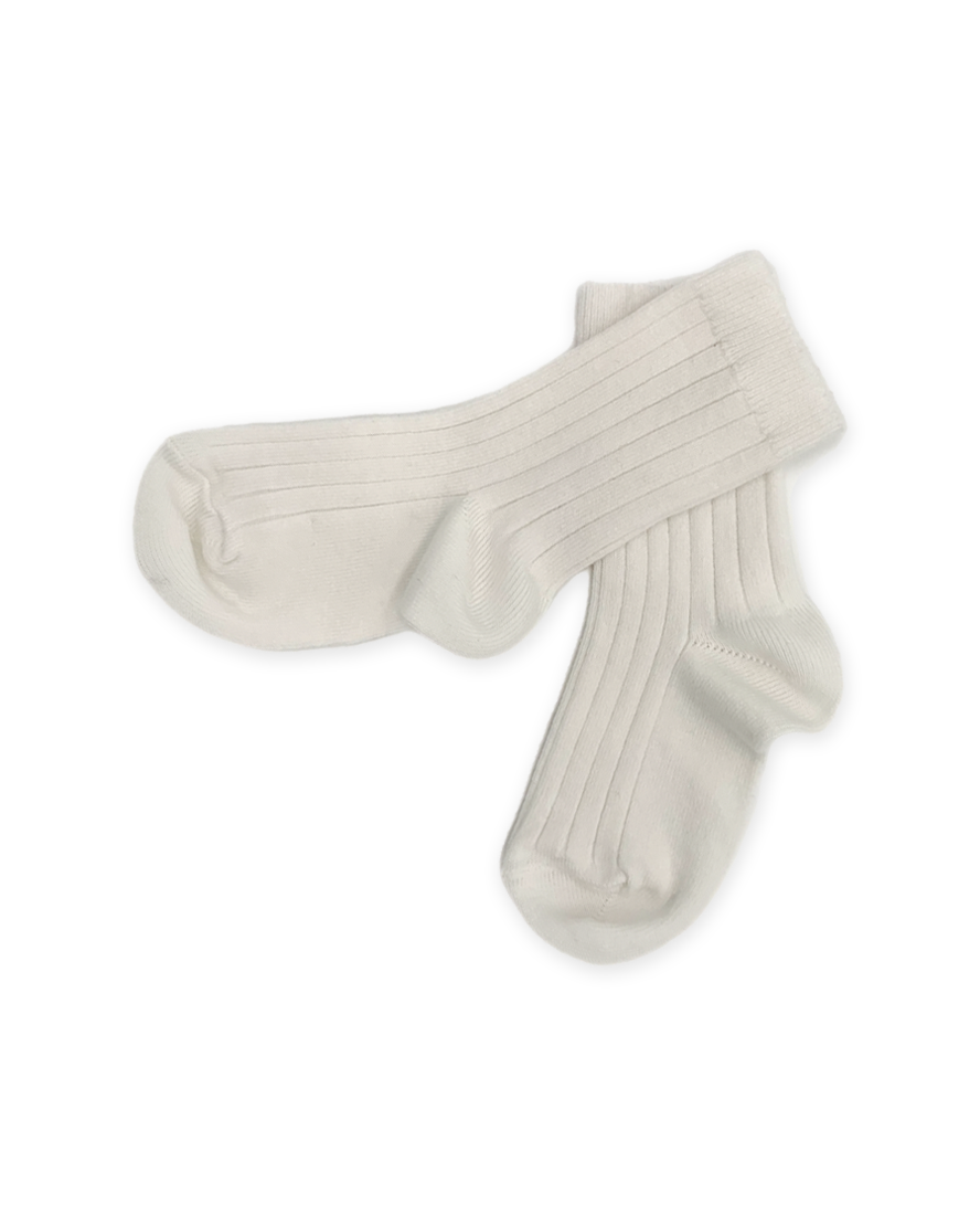 Short Ribbed Socks in White