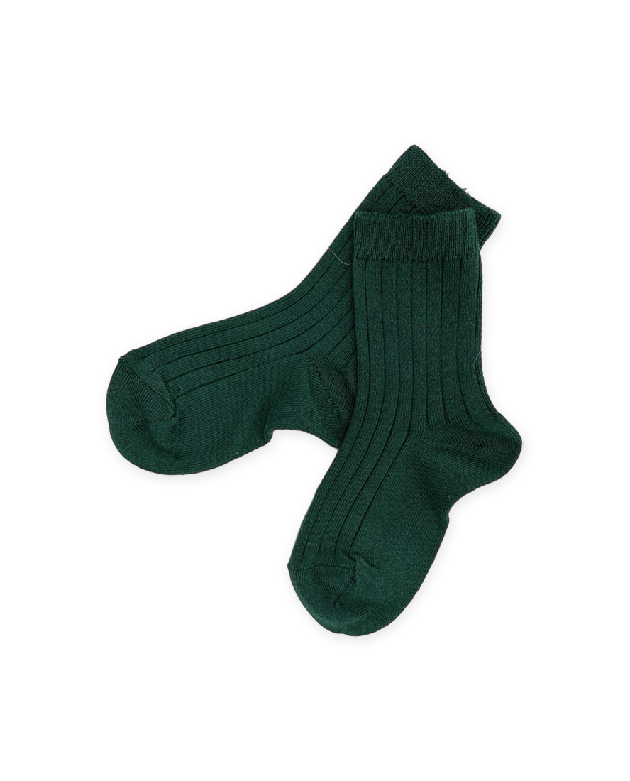 Short Ribbed Socks in Forest Green