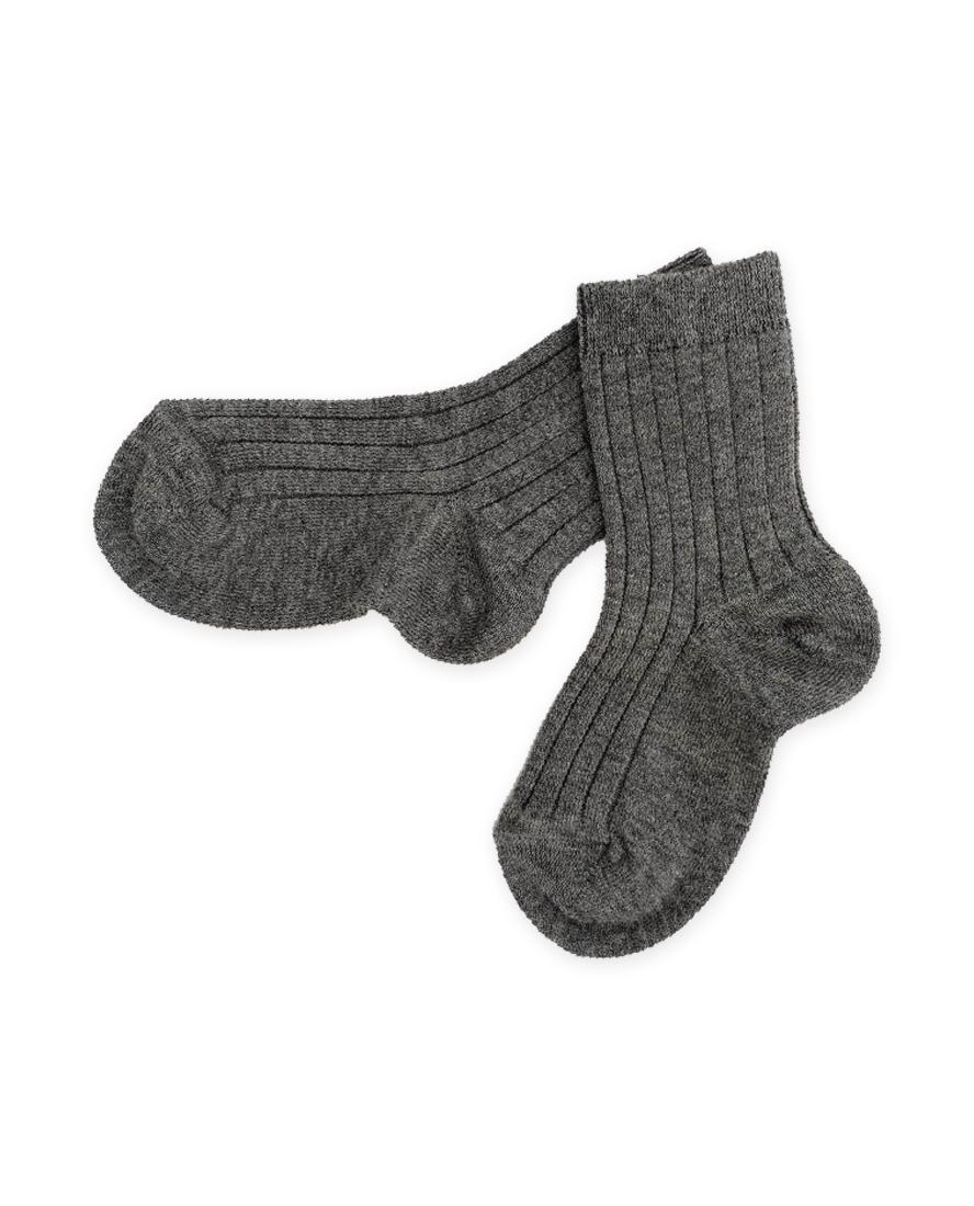 Short Ribbed Socks in Grey