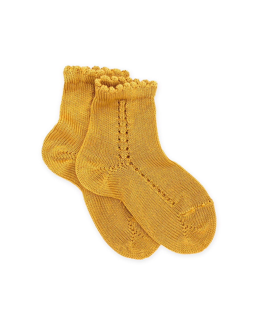 Openwork Socks in Mustard Yellow
