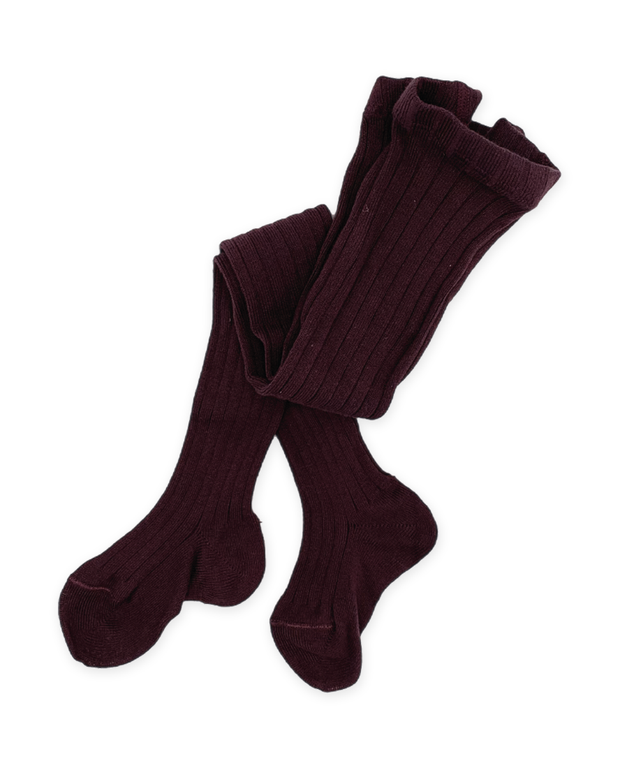 Ribbed Tights in Bordeaux